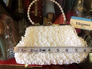 Elegance by Carbonneau White Floral Lace Beaded Embellished Handbag Purse $38.00