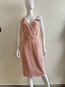 £5000 Auth Christian Dior Pale Pink Dress, Thin Straps Tweed Dress w Bows, 12 UK - Picture 1 of 24
