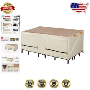 Light Tan & Khaki Outdoor Table Cover - Adjustable 600D Polyester for 2-4 Chairs - Picture 1 of 10