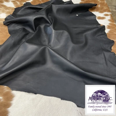 Avetco Inc Economy Lamb Sheep Nappa Soft Leather hide skin 2/3 oz Black - Image 1 of 4