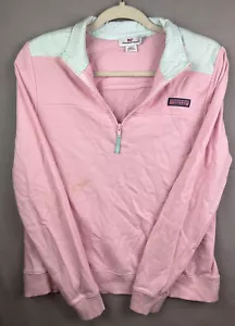 Maglione Vineyard Vines donna rosa medio 1/4 zip camicia spalle Seersucker - Foto 1 di 8