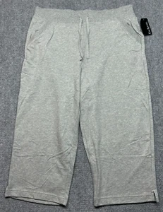 Kim Rogers Pants Womens L Heather Gray French Terry Capri Cotton High Rise New - Picture 1 of 13