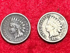 1859 und 1863 (CN Kupfer - Nickel) Indian Head Cent Lot (x2) - Bild 1 von 2