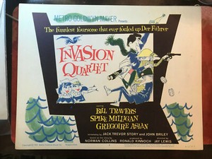 Invasion Quartet 1961 MGM 11x14" comedy lobby card Bill Travers Spike Milligan