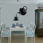 Silent Home Decor Wall Clock Modern 3D Teapot Cup Shape DIY Battery Operated