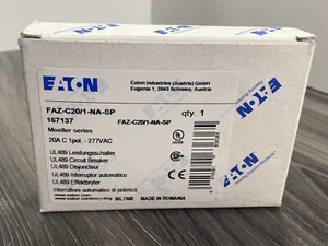 Eaton FAZ-C20/ 1-NA-SP Interruttore Miniatura 20A 277VAC 48VDC 1 Polo *Nuovo* - Foto 1 di 10