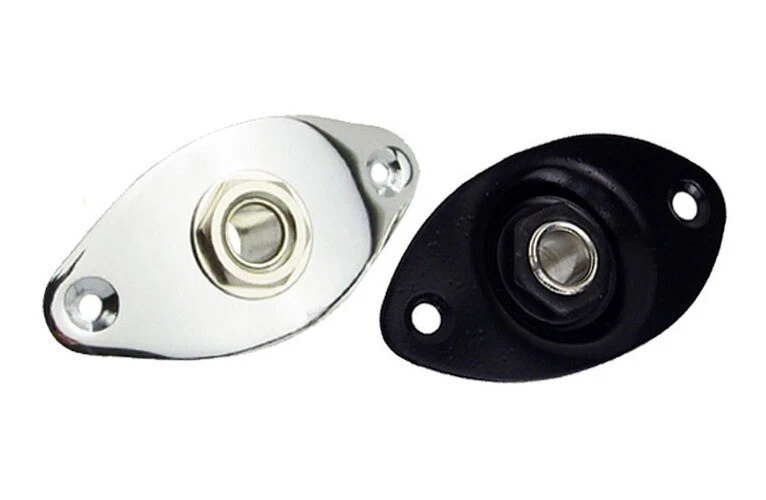 1 piece Oval Curved Metal Jack For Electric Guitar Bass Black - Image 1 of 1