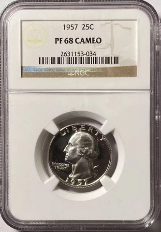 1957-P S25C WASHINGTON QUARTER NGC ULTRA SUPERB PF 68 CAMEO LOW POP HIGH GRADES Cover