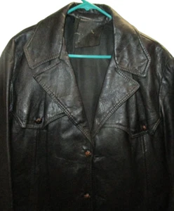 Herren Vintage schwarze Lederjacke sehr selten Gr. M Medium Achsel - Achsel 22"!!! - Bild 1 von 7