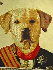 Military Yellow LABRADOR Belgian Tapestry Pillow Cover  - Picture 1 of 2