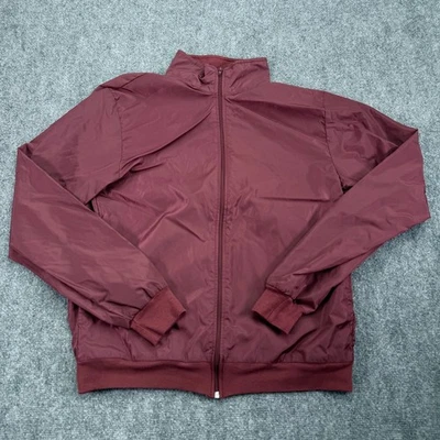 Chaqueta cortavientos American Apparel para hombre grande roja cremallera completa nailon hecha en EE. UU. LA Foto 1 de 4