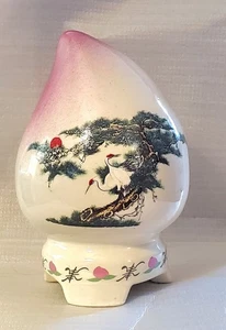Vintage Chinese Longevity Peach Figure with Egret / Heron Scene 3.5"W x 5.25"H - Picture 1 of 8
