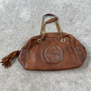 Gucci Soho Shoulder Bag Womens Large Leather Chain Tassel Made in Italy 353126 - Picture 1 of 15