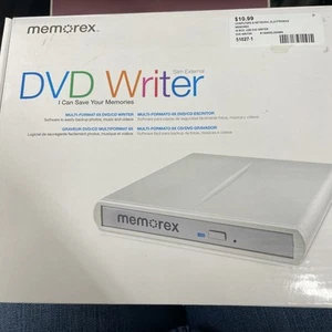MEMOREX CD/DVD Writer Burner Slim External 8X DVD 24X CDR USB Powered Open Box - Picture 1 of 2