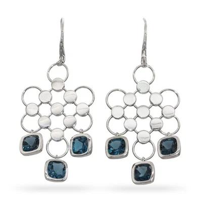 John Hardy Sterling Silver Blue Topaz Chandelier Earrings - Image 1 of 4