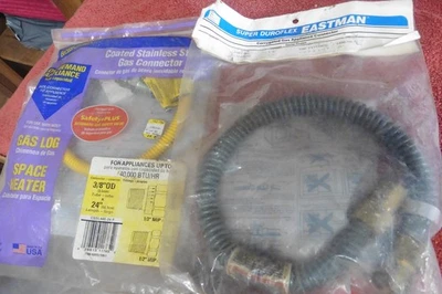 2 件全新燃气连接器黄铜工艺和伊士曼 3/8 & 1/2 x 2' 电器 波纹 — 第 1/4 张图片