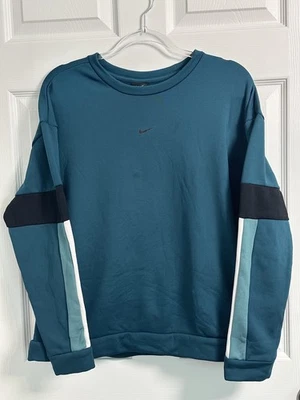 Sudadera Pullover Nike Para Mujer Therma Teal Colorblock Entrenamiento Crew Talla M Foto 1 de 4
