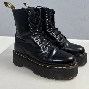 Dr. Martens Jadon schwarze Damen-Kampfstiefel aus Leder mit seitlichem Reißverschluss Plateau Größe 5 36EU - Bild 1 von 10