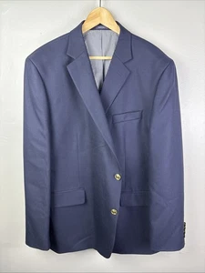 Stanford Navy Blue Blazer Gold Buttons Size 50R 100% Wool University Executive - Picture 1 of 11