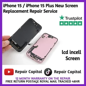 iPhone 15 / iPhone 15 Plus New Screen Replacement Repair Service UK INCEL SCREEN - Picture 1 of 1