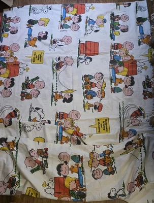 Juego de 3 fundas de almohada y sábanas planas vintage Snoopy Charlie Brown Peanuts 1971  Foto 1 de 4