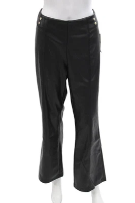 Pantalones de pierna Nanette Lepore para mujer de cuero vegano tiro alto bootcut negros talla L Foto 1 de 4