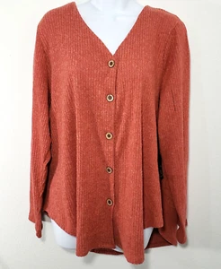 Nuovo top da donna Liberty Love 2XL lavorato a maglia rossa a costine manica lunga casual - Foto 1 di 7