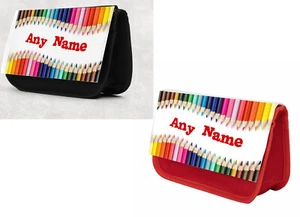 PERSONALISED CRAYONS STATIONARY PENCIL CASE  - School Kids Child Gift - ADD NAME - Picture 1 of 4