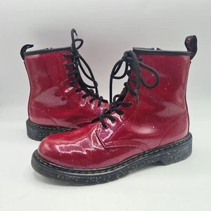 VTG Dr Martens England 1460Y Oxblood Red Leather Combat Ankle Boots Youth UK 4  - Picture 1 of 7