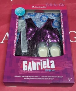 New American Girl Gabriela Sparkling Sequins Purple Outfit Complete - Picture 1 of 2