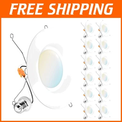 12 LED Recessed Downlights - 6 Inch Adjustable, Dimmable with Smooth Trim Design - Image 1 of 4