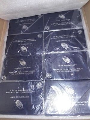 1 2012 S REVERSE PROOF AMERICAN SILVER EAGLE 2 COIN SETS EARLY RELEASE 25 AVAIL. - Image 1 of 4