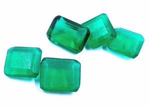 Lab Created Green Moldavite LOT 100 Ct EGL Transparent Emerald Cut Gemstone AKL - Picture 1 of 11