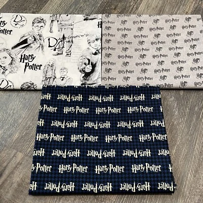 Harry Potter Cotton Fabric Remnants Bundle 3pcs all under 1 yard 2 yards total - Image 1 of 4