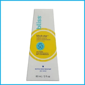 Bliss Block Star Sheer Liquid Sunscreen SPF 50 60ml - 100% Daily Protection - Picture 1 of 12