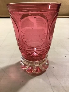 1850’s Biedermeier Czech Bohemian Glass: Pink Names and Landmarks Lendl Estate - Bild 1 von 14