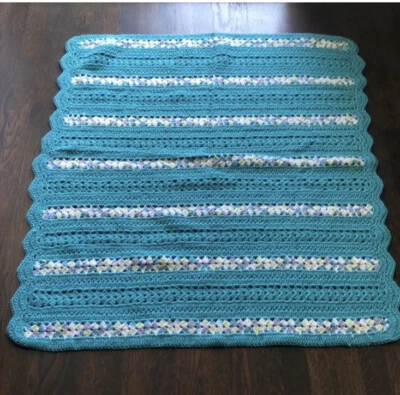 Beautiful Teal Handmade Baby Afghan Crochet Blanket - Brand New - Image 1 of 3
