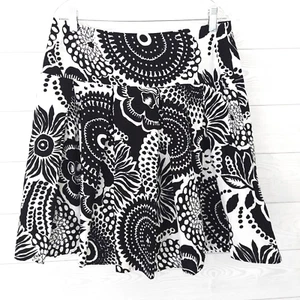 Karen Kane Size 8 Skirt Knee Length Black White Fiesta Floral - Foto 1 di 8