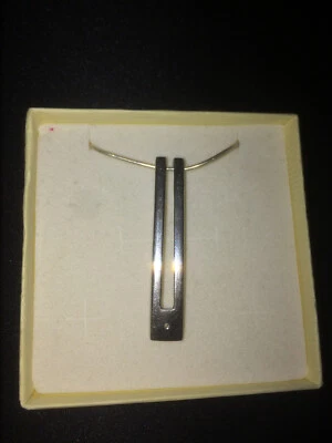 Cadena de serpiente de plata 925 con sello de Italia vintage con colgante de diamantes de barra Foto 1 de 4