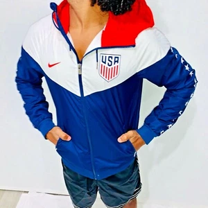 Rare Nike USA Windrunner Jacket Windbreaker Soccer Red White Blue Stars Large - Picture 1 of 10