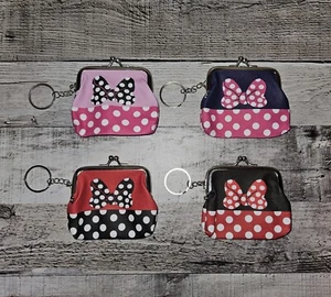 Minnie Mouse Bow Kiss Lock Coin Purse Keychain - Set of 4 - Kids Party Favors - Picture 1 of 10