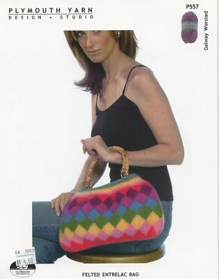 Plymouth Yarn KNITTING PATTERN P557 Felted Entrelac Bag - Image 1 of 2