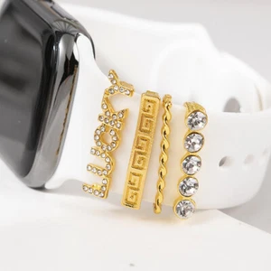Silicone Band Charms For Apple Watch Decorative Bling Lucky Rhinestone Ornament - Picture 1 of 12
