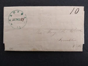Vermont: Bradford 1840 Stampless Cover, Green CDS with Inverted VT - Picture 1 of 4