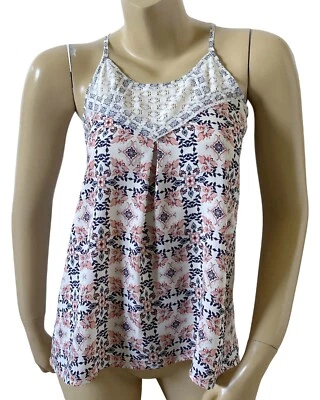 XHILARATION Womens Size XS Lace Trim Peasant Boho Sleeveless Tank Top Shirt - Image 1 of 4