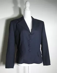 Kookai Women's Size 38 Navy Blue Pleated Back 4 Button Front Jacket - Picture 1 of 10
