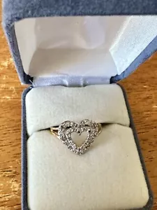14k Gold Cut Diamond Heart Shaped Ring Wedding Band Yellow Gold Size 7 - Picture 1 of 5