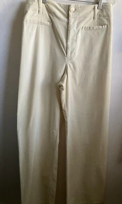 maeve anthropologie The Colette Corduroy Wideleg Cropped Pants Ivory 31 Tall - Image 1 of 4