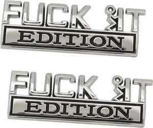 2er-Pack große Fuck-It Edition Emblem 3D Kotflügel lustig Abzeichen Aufkleber Ersatz Acce - Bild 1 von 6