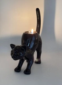 Candelabro PartyLite Halloween Gato Negro Tealight 9" Brillante Votivo Miedo - Imagen 1 de 8